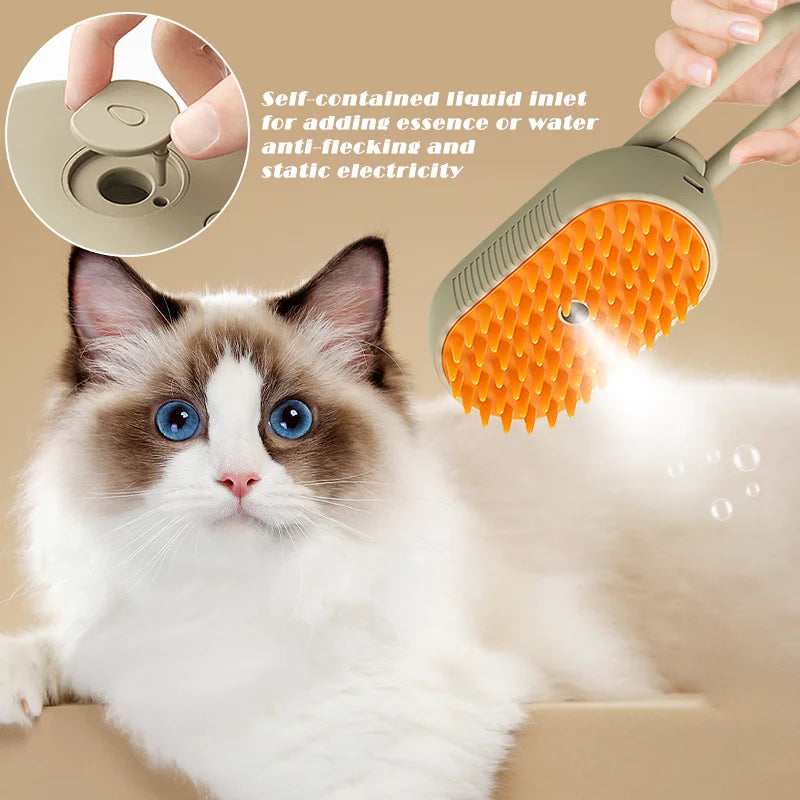 Pet Steam Brush Cat Dog Cleaning Spray Massage Beauty Comb