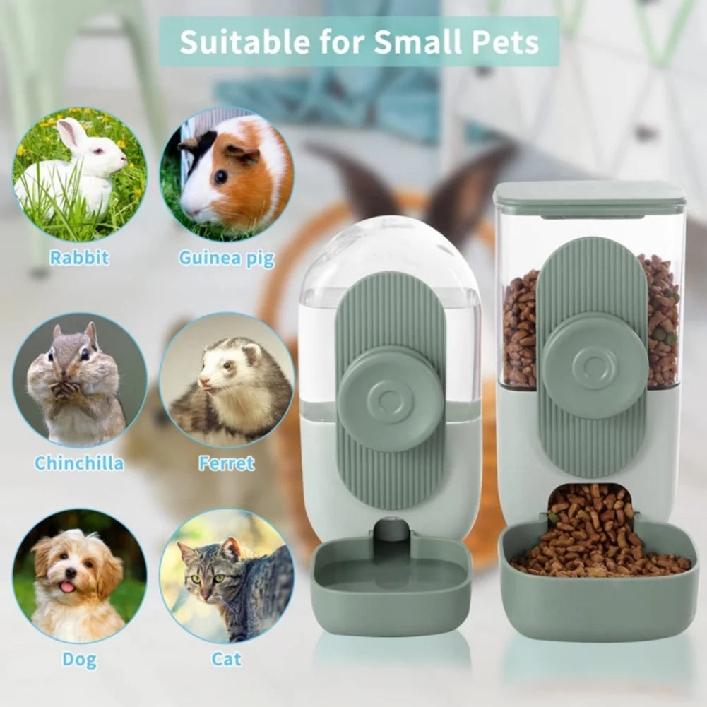 Automatic Pet Feeder Cage Hanging Bowl Water Bottle Food Cats