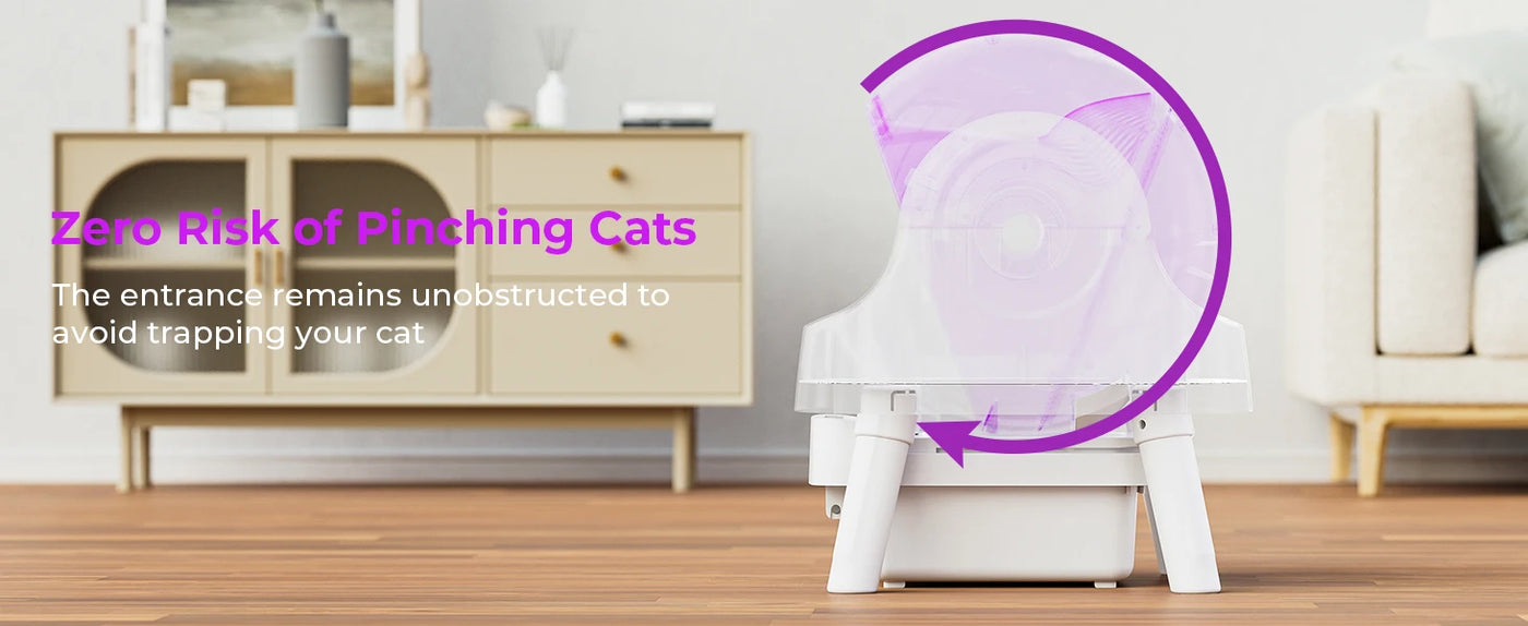 Self Cleaning Automatic Cat Litter Box Open Top Convenient for Multiple Cats with Liners and Mat White