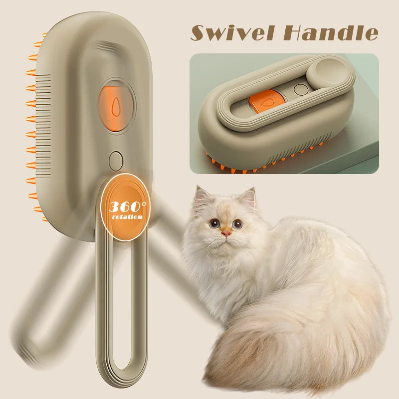 Pet Steam Brush Cat Dog Cleaning Spray Massage Beauty Comb