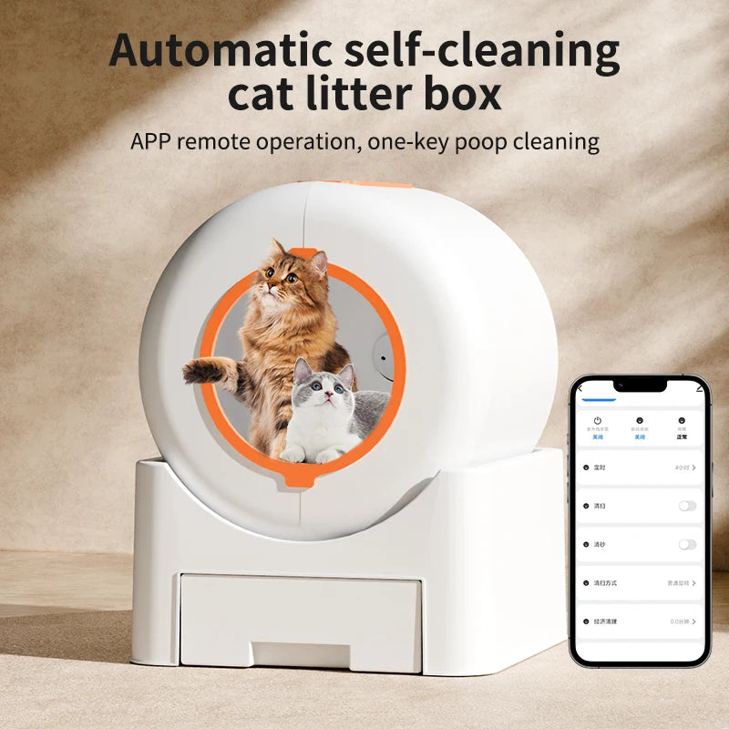 Self Cleaning Cat Litter Box Smart Automatic Cat Litter Box for Multiple Cats with APP Control Large Speace Odor Removal