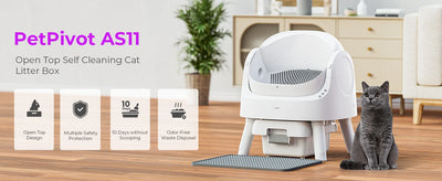 Self Cleaning Automatic Cat Litter Box Open Top Convenient for Multiple Cats with Liners and Mat White