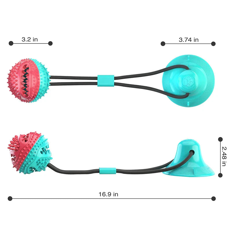 Large Dog Ball Toys Suction Cup Ropes Interactive Leaking Slow Feeder