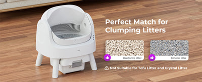 Self Cleaning Automatic Cat Litter Box Open Top Convenient for Multiple Cats with Liners and Mat White