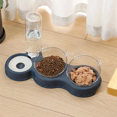 Automatic Feeder Plastic Dog Food Bowl Double Bowls Water