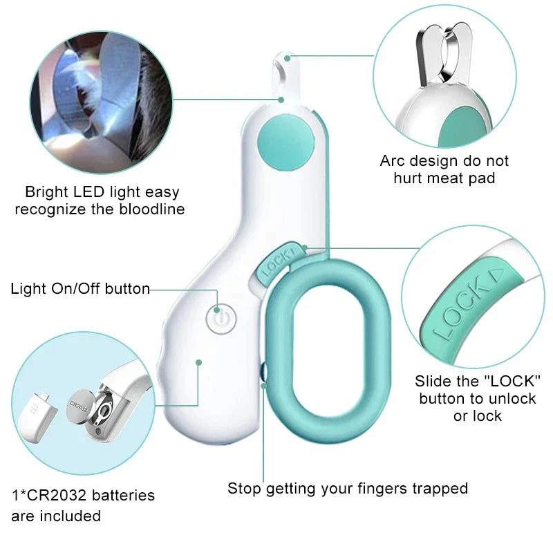 LED Light Cat Dog Nail Clipper Cutter Professional Pet Claw