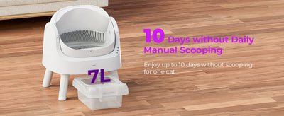 Self Cleaning Automatic Cat Litter Box Open Top Convenient for Multiple Cats with Liners and Mat White